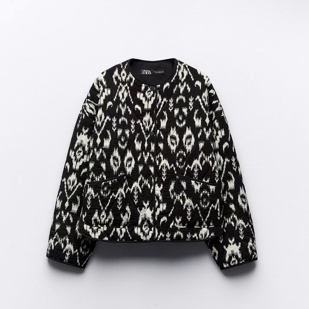 Zara Monochrome Patterned  Puffer Jacket